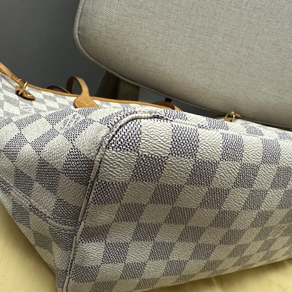 LV Neverfull MM Damier Azure Rose Beige - Picture 7 of 16